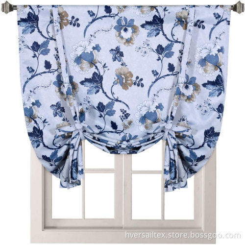 Thermal Insulated Adjustable Floral Tie Up curtain